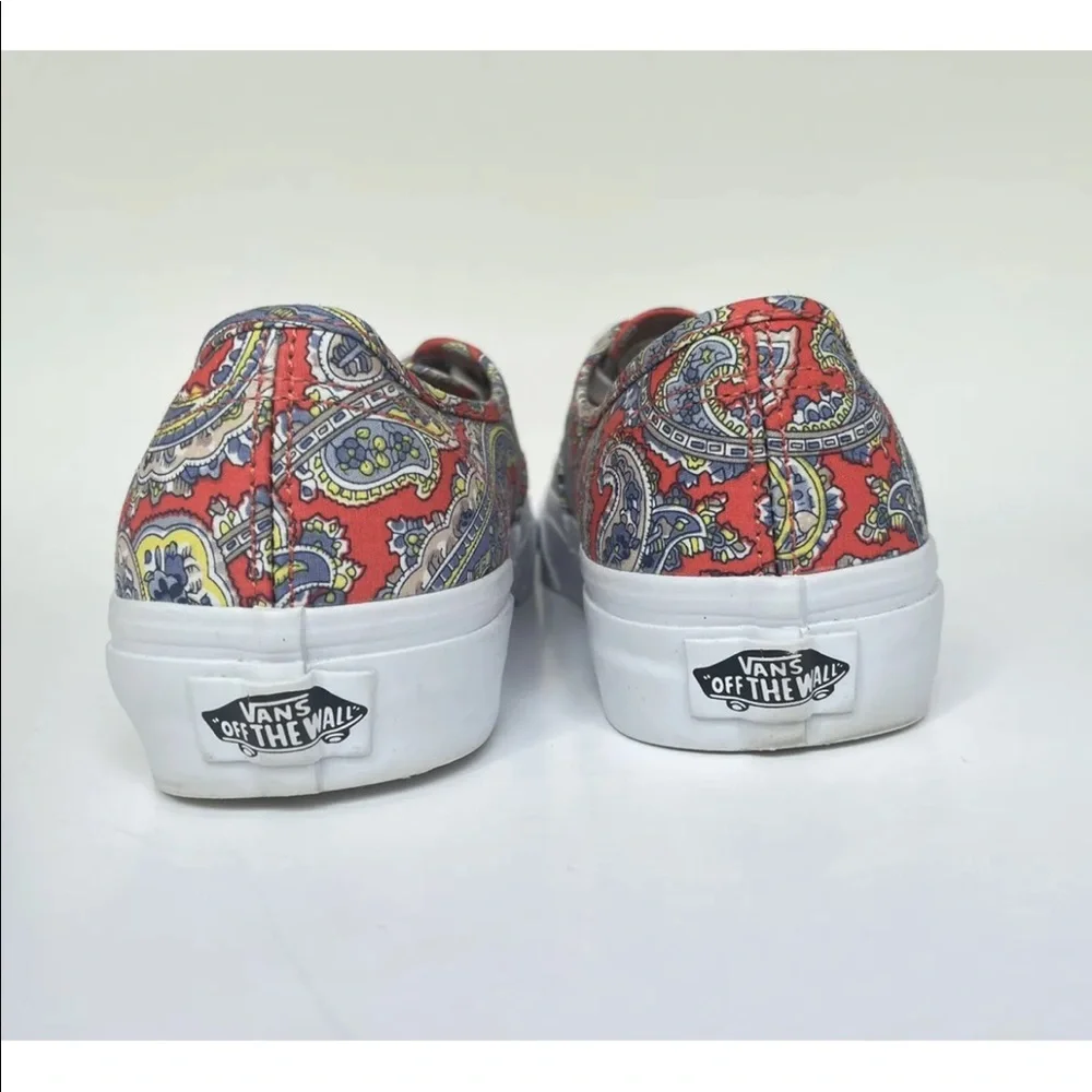 Vans Womens Size 6.5 Red/Blue Paisley Print Low Top Shoes - Picture 3 of 7